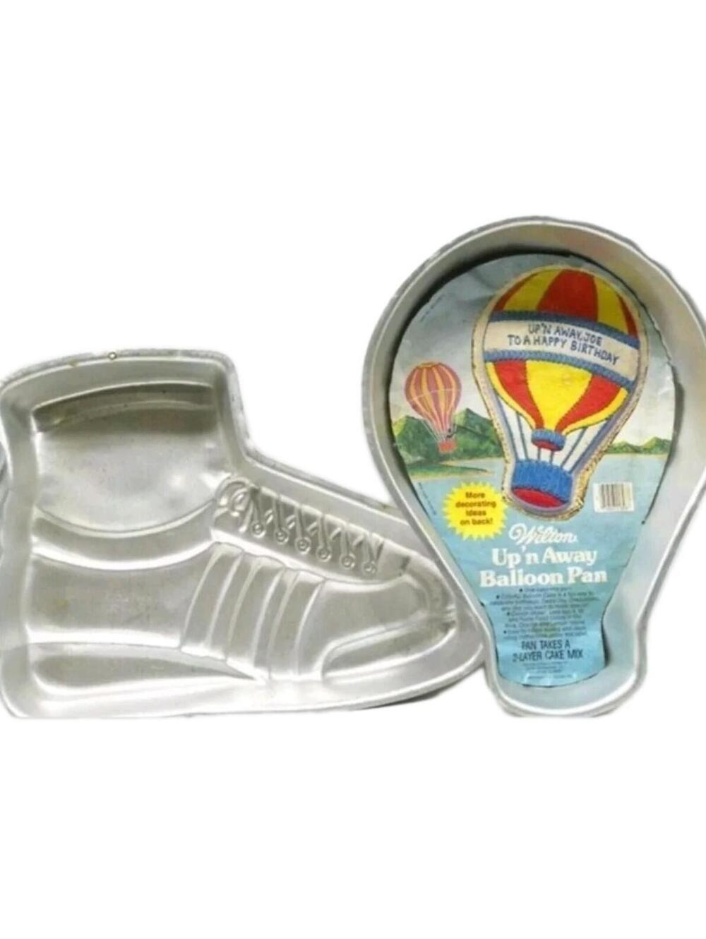 Lot of ( 2 ) Vintage Wilton Cake Pans - Sneaker And Hot Air Balloon Vintage